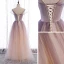 Chic / Belle Violet Dégradé De Couleur Champagne Transparentes Robe De Bal 2020 Princesse Encolure Dégagée Manches Courtes Perlage Paillettes Glitter Tulle Longue Volants Dos Nu Robe De Ceremonie