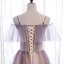 Chic / Beautiful Purple Gradient-Color Champagne Prom Dresses 2020 A-Line / Princess Spaghetti Straps Short Sleeve Beading Glitter Tulle Floor-Length / Long Ruffle Backless Formal Dresses
