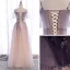 Chic / Beautiful Purple Gradient-Color Champagne Prom Dresses 2020 A-Line / Princess Spaghetti Straps Short Sleeve Beading Glitter Tulle Floor-Length / Long Ruffle Backless Formal Dresses