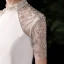 Chinese style White Satin Evening Dresses  2020 Trumpet / Mermaid See-through High Neck Short Sleeve Beading Rhinestone Sweep Train Formal Dresses