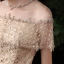 Luxury / Gorgeous Gold Evening Dresses  2020 Trumpet / Mermaid See-through Scoop Neck Short Sleeve Rhinestone Beading Sequins Sweep Train Ruffle Formal Dresses