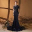 Luxury / Gorgeous Gold Evening Dresses  2020 Trumpet / Mermaid See-through Scoop Neck Short Sleeve Rhinestone Beading Sequins Sweep Train Ruffle Formal Dresses