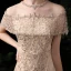 Luxury / Gorgeous Gold Evening Dresses  2020 Trumpet / Mermaid See-through Scoop Neck Short Sleeve Rhinestone Beading Sequins Sweep Train Ruffle Formal Dresses
