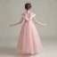 Vintage / Retro Pearl Pink See-through Birthday Flower Girl Dresses 2020 A-Line / Princess High Neck Sleeveless Sash Beading Floor-Length / Long Ruffle