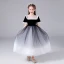 Chic / Beautiful Black Gradient-Color White Birthday Flower Girl Dresses 2020 Ball Gown See-through Scoop Neck Sleeveless Sequins Floor-Length / Long Ruffle