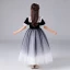 Chic / Beautiful Black Gradient-Color White Birthday Flower Girl Dresses 2020 Ball Gown See-through Scoop Neck Sleeveless Sequins Floor-Length / Long Ruffle