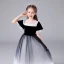 Chic / Beautiful Black Gradient-Color White Birthday Flower Girl Dresses 2020 Ball Gown See-through Scoop Neck Sleeveless Sequins Floor-Length / Long Ruffle