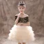 Two Tone Black Champagne Flower Girl Dresses 2020 Ball Gown See-through Scoop Neck Short Sleeve Sequins Short Cascading Ruffles
