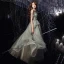 Élégant Glitter Argenté Robe De Bal 2020 Princesse Bretelles Spaghetti Manches Courtes Perlage Longue Volants Dos Nu Robe De Ceremonie