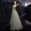 Élégant Glitter Argenté Robe De Bal 2020 Princesse Bretelles Spaghetti Manches Courtes Perlage Longue Volants Dos Nu Robe De Ceremonie