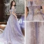 Charmant Violet Robe De Bal 2020 Princesse De l'épaule Manches Courtes Appliques Paillettes Train De Balayage Volants Dos Nu Robe De Ceremonie