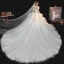 Vintage / Retro Ivory Bridal Wedding Dresses 2020 Ball Gown See-through Scoop Neck Puffy Short Sleeve Backless Appliques Lace Beading Cathedral Train Ruffle