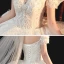 Vintage / Retro Ivory Bridal Wedding Dresses 2020 Ball Gown See-through Scoop Neck Puffy Short Sleeve Backless Appliques Lace Beading Cathedral Train Ruffle