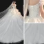 Vintage / Retro Ivory Bridal Wedding Dresses 2020 Ball Gown See-through Scoop Neck Puffy Short Sleeve Backless Appliques Lace Beading Cathedral Train Ruffle