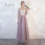 Affordable Lilac Bridesmaid Dresses 2020 A-Line / Princess Backless Appliques Lace Floor-Length / Long Ruffle