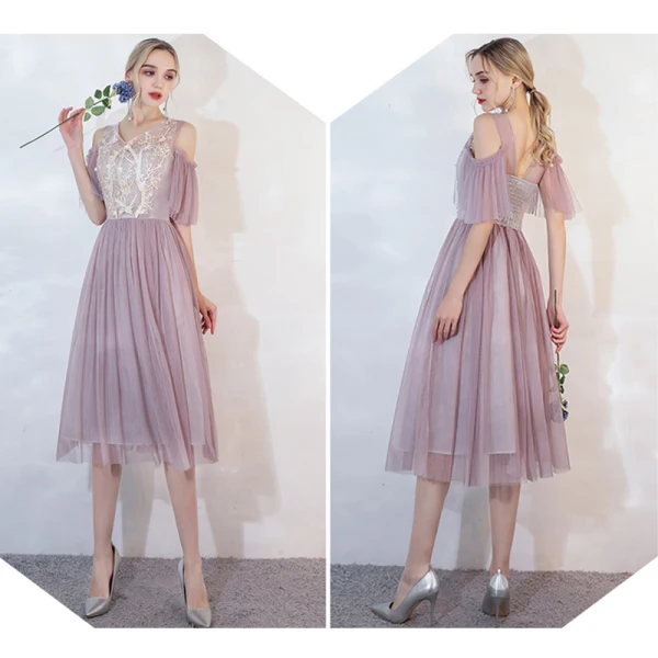 Affordable Lilac Bridesmaid Dresses 2020 A-Line / Princess Backless Appliques Lace Floor-Length / Long Ruffle