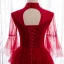 Vintage / Retro Red Dancing Prom Dresses 2020 A-Line / Princess See-through High Neck Bell sleeves Sequins Beading Floor-Length / Long Cascading Ruffles Backless Formal Dresses