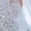 Luxe Blanche Transparentes La Mariée Robe De Mariée 2020 Trompette / Sirène Col Haut Manches Longues Appliques En Dentelle Fait main Perlage Train De Balayage