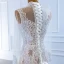Luxe Blanche Transparentes La Mariée Robe De Mariée 2020 Trompette / Sirène Col Haut Manches Longues Appliques En Dentelle Fait main Perlage Train De Balayage
