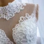 Luxe Blanche Transparentes La Mariée Robe De Mariée 2020 Trompette / Sirène Col Haut Manches Longues Appliques En Dentelle Fait main Perlage Train De Balayage