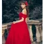 Chic / Beautiful Red Prom Dresses 2020 A-Line / Princess Off-The-Shoulder Short Sleeve Appliques Lace Floor-Length / Long Ruffle Backless Formal Dresses
