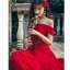 Chic / Beautiful Red Prom Dresses 2020 A-Line / Princess Off-The-Shoulder Short Sleeve Appliques Lace Floor-Length / Long Ruffle Backless Formal Dresses