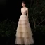 Meilleur Champagne Robe De Soirée 2020 Princesse Bretelles Spaghetti Sans Manches Paillettes Perlage Longue Volants en Cascade Dos Nu Robe De Ceremonie
