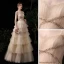 Meilleur Champagne Robe De Soirée 2020 Princesse Bretelles Spaghetti Sans Manches Paillettes Perlage Longue Volants en Cascade Dos Nu Robe De Ceremonie