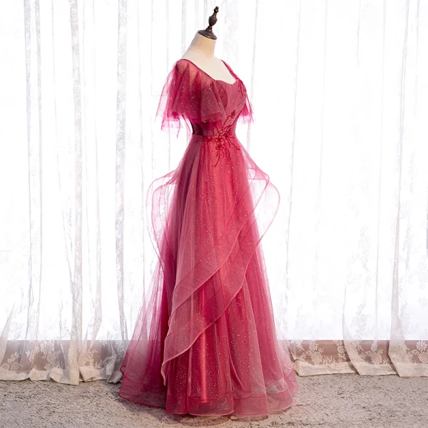 elegant red prom dresses Chic Strapless Red Prom Dresses With Split Elegant Long Formal Evening –  SELINADRESS main image 1