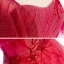 Elegant Red Prom Dresses 2020 A-Line / Princess Square Neckline Short Sleeve Beading Glitter Tulle Floor-Length / Long Ruffle Backless Formal Dresses