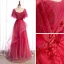 Elegant Red Prom Dresses 2020 A-Line / Princess Square Neckline Short Sleeve Beading Glitter Tulle Floor-Length / Long Ruffle Backless Formal Dresses