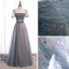 Victorian Style Navy Blue Dancing Prom Dresses 2020 A-Line / Princess Square Neckline Puffy Short Sleeve Sequins Beading Floor-Length / Long Ruffle Backless Formal Dresses