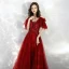 Chic / Beautiful Burgundy Prom Dresses 2020 A-Line / Princess Spaghetti Straps Deep V-Neck Short Sleeve Appliques Lace Beading Floor-Length / Long Ruffle Backless Formal Dresses
