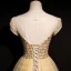 High-end Gold Dancing Prom Dresses 2020 A-Line / Princess See-through Scoop Neck Short Sleeve Beading Sequins Floor-Length / Long Ruffle Backless Formal Dresses
