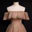 High End Champagner Farbverlauf Tanzen Ballkleider 2020 A Linie Off Shoulder Kurze Ärmel Perlenstickerei Pailletten Lange Rüschen Rückenfreies Festliche Kleider
