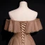 High End Champagner Farbverlauf Tanzen Ballkleider 2020 A Linie Off Shoulder Kurze Ärmel Perlenstickerei Pailletten Lange Rüschen Rückenfreies Festliche Kleider
