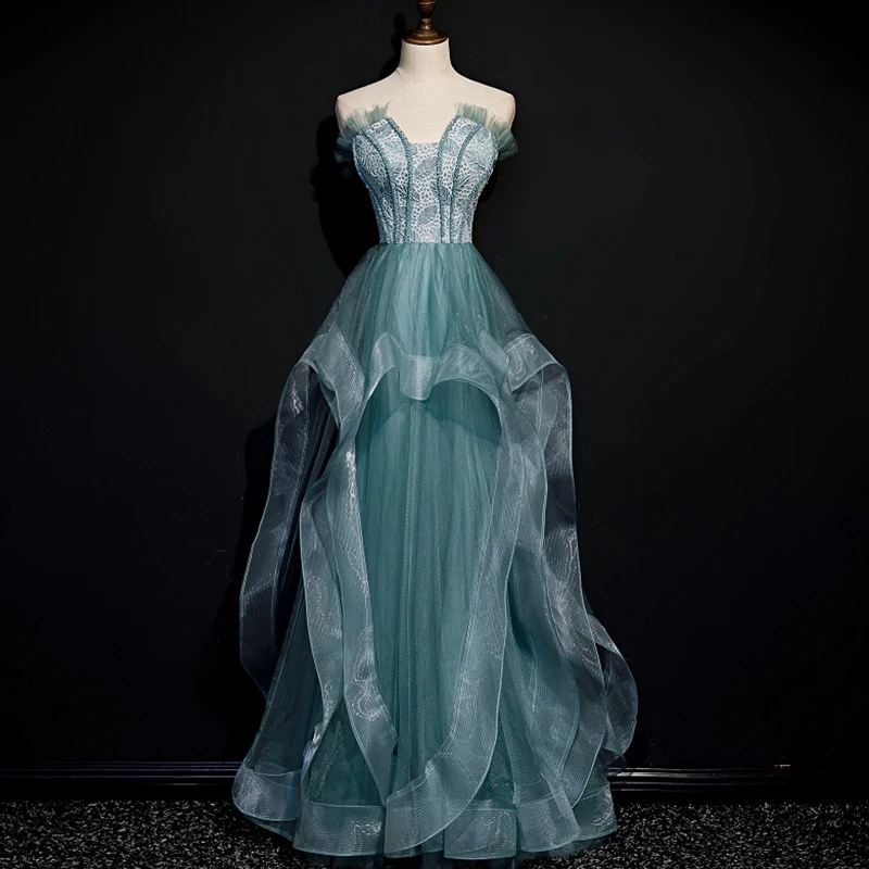 Best Sage Green Dancing Prom Dresses 2020 A-Line / Princess Strapless Sleeveless Beading Floor-Length / Long Ruffle Backless Formal Dresses Best Sage Green Dancing Prom Dresses 2020 A-Line / Princess Strapless Sleeveless Beading Floor-Length / Long Ruffle Backless Formal Dresses