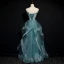 Best Sage Green Dancing Prom Dresses 2020 A-Line / Princess Strapless Sleeveless Beading Floor-Length / Long Ruffle Backless Formal Dresses