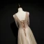 High-end Gold Evening Dresses  2020 A-Line / Princess Scoop Neck Sleeveless Beading Glitter Tulle Floor-Length / Long Ruffle Backless Formal Dresses