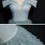 Elegant Ocean Blue Dancing Prom Dresses 2020 A-Line / Princess Off-The-Shoulder Short Sleeve Floor-Length / Long Cascading Ruffles Backless Formal Dresses