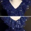 Starry Sky Navy Blue Birthday Flower Girl Dresses 2020 Ball Gown V-Neck Sleeveless Star Sequins Glitter Tulle Floor-Length / Long Ruffle