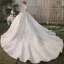 Romantique Champagne Transparentes La Mariée Robe De Mariée 2020 Robe Boule Encolure Dégagée Manches Courtes Dos Nu Paillettes Perlage Glitter Tulle Cathedral Train Volants