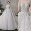 Romantique Champagne Transparentes La Mariée Robe De Mariée 2020 Robe Boule Encolure Dégagée Manches Courtes Dos Nu Paillettes Perlage Glitter Tulle Cathedral Train Volants