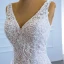 High-end White Bridal Wedding Dresses 2020 Trumpet / Mermaid V-Neck Sleeveless Backless Appliques Lace Beading Court Train Ruffle