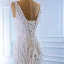 High-end White Bridal Wedding Dresses 2020 Trumpet / Mermaid V-Neck Sleeveless Backless Appliques Lace Beading Court Train Ruffle