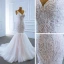 High-end White Bridal Wedding Dresses 2020 Trumpet / Mermaid V-Neck Sleeveless Backless Appliques Lace Beading Court Train Ruffle