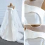 High End Weiß Satin Hochzeits Brautkleider / Hochzeitskleider 2020 Meerjungfrau Durchsichtige Rundhalsausschnitt Ärmellos Rückenfreies Watteau-falte