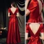 Vintage / Retro Red Satin Dancing Prom Dresses 2020 A-Line / Princess Square Neckline Puffy Short Sleeve Bow Floor-Length / Long Backless Formal Dresses