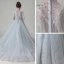 Vintage / Retro Grey See-through Birthday Flower Girl Dresses 2020 A-Line / Princess High Neck Puffy 1/2 Sleeves Appliques Lace Beading Court Train Ruffle