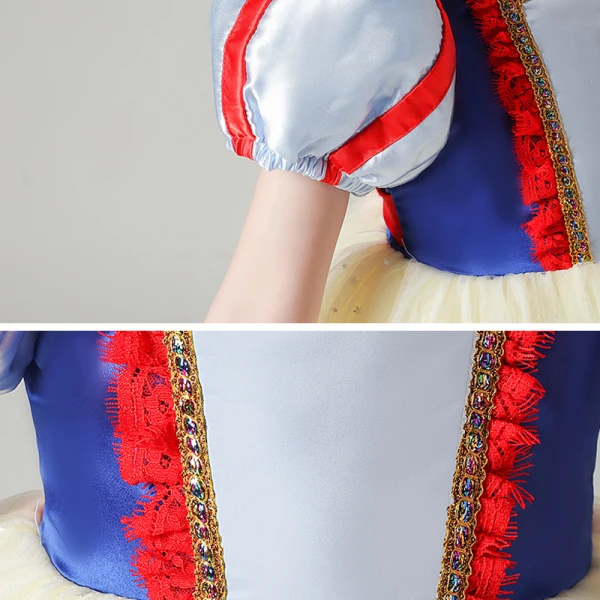 Snow white Yellow Birthday Flower Girl Dresses 2020 Ball Gown Square Neckline Puffy Short Sleeve Sequins Tulle Floor-Length / Long Ruffle